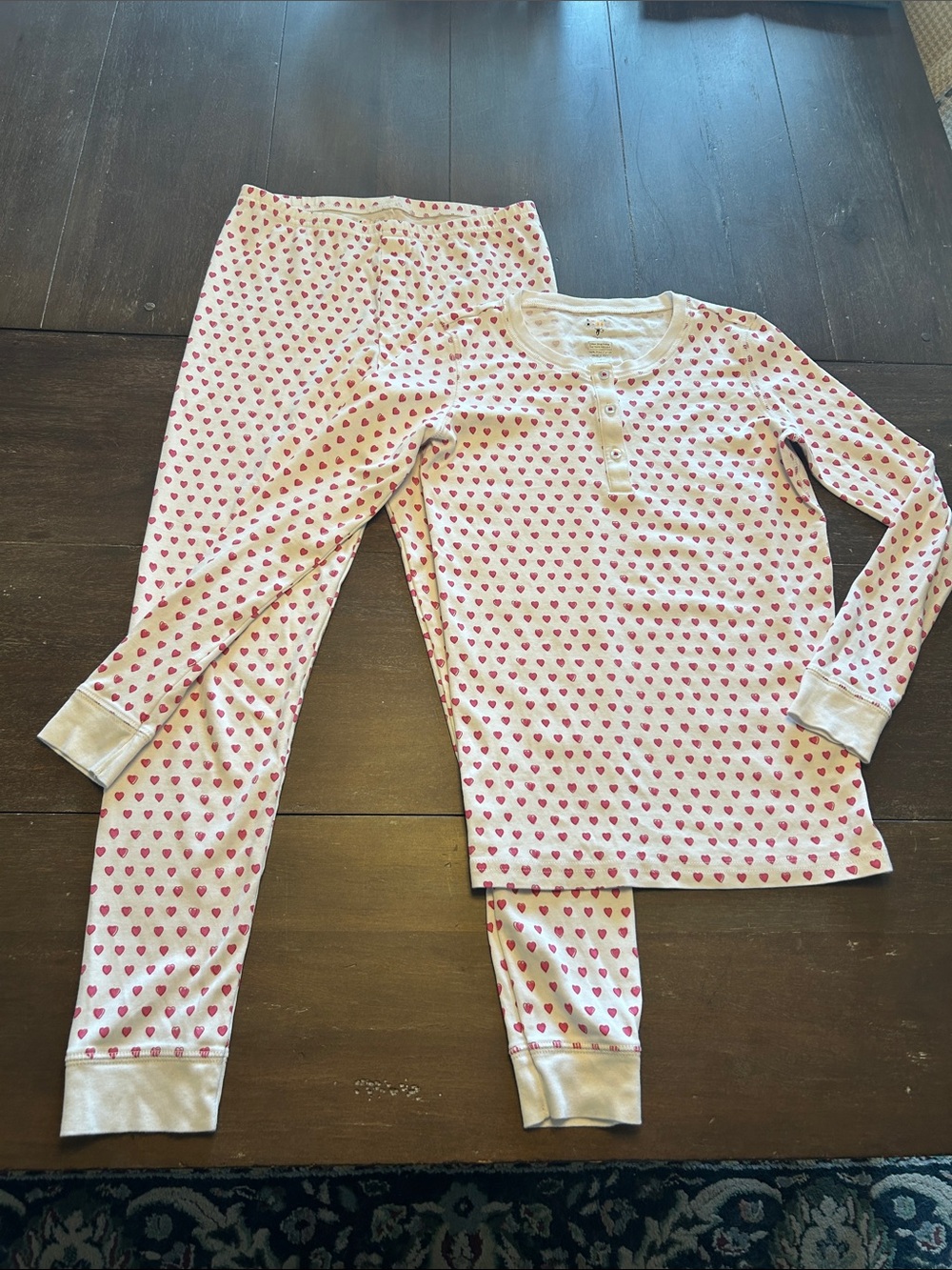 Roller Rabbit Pima Cotton Pink Hearts Long Sleeve Pajama Set